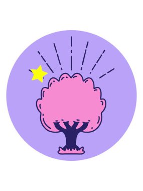 Parıldayan yıldızlar dövme ağacının karalamalarının animasyonunu etkiler