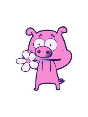 Mutlu çizgi film domuzunun dönen hareketli animasyonu