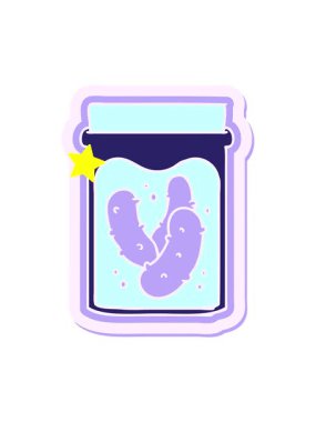 Parıldayan yıldızlar çizgi film etiketi kavanozunun turşu turşusunu canlandırır.