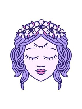 Parlak ışık efekti dövme stili üçüncü gözlü kadın yüzünün animasyonu