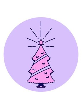 Dövme stili yılbaşı ağacının yıldızlı neon ışığı animasyonu