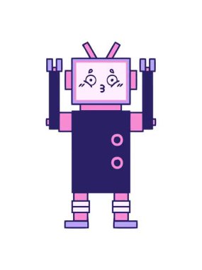 Bir robotun sevimli çizgi filminin efekt canlandırmasını göster