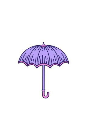 Bir şemsiye karikatürünün ikonik dövme tarzında hareket animasyonu