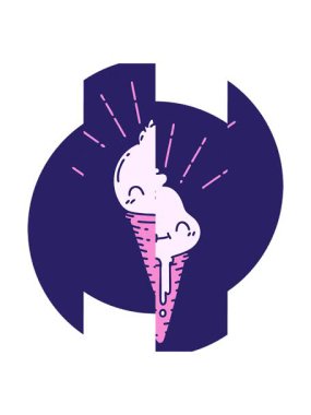 Dövme stili dondurma karakterinin bölünen hareketli canlandırması