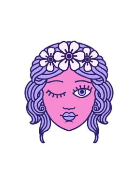 Göz kırpan yüz dövme tasarımının hareketli animasyonu