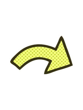 noktalı bir okun çizgi roman tarzı çizgi filminin renk animasyonu değişiyor