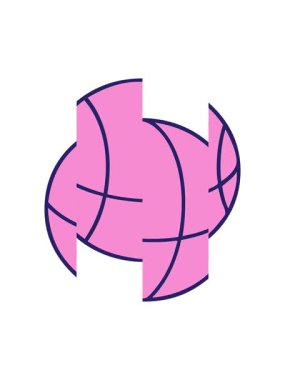 Bir basket topunun tatlı çizgi filminin bölünmüş hareket animasyonu