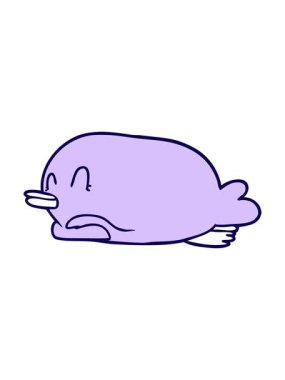 Neon ışık efekti göbeğinde uzanan penguen animasyonu