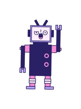 Kızgın bir robotun tatlı çizgi filminin titreşimli hareketi.