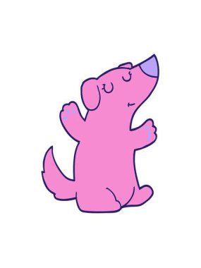 Neon çizgi film köpeğinin hareketli animasyonu