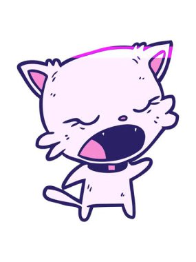 Tatlı çizgi film kedilerinin konuşmalarının animasyonunu aç.