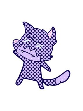 Çizgi film şaşı tilki tasarımının neon ışık efekti animasyonu