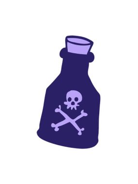 Karikatür karalama zehirli şişesinin titreşimli animasyonu