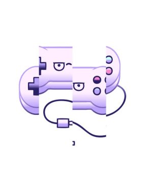 Bir oyun denetleyicisinin gölgelendirilmiş gradyan canlandırması bölünüyor