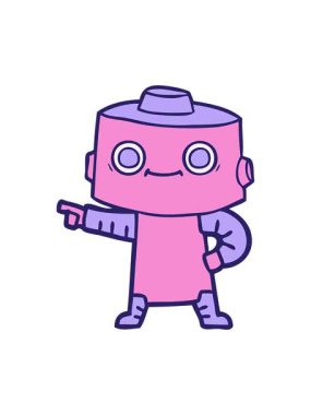 Çizgi film cyborg tasarımının hareketli animasyonu