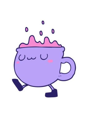 çizgi film kahve fincanı yürüyüşünün hareketli animasyonu