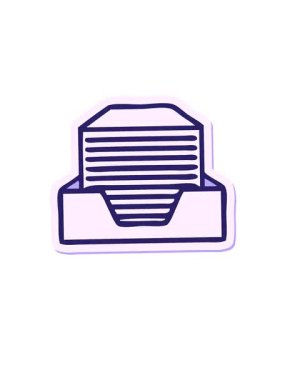 rise and float animation of sticker of a cute cartoon stack of office papers