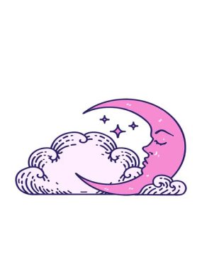 Hilal ve bulutların ikonik dövme şeklindeki hareketli görüntüsü.