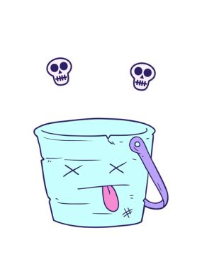 Kova karikatürünü tekmeleyen kafatası animasyonu