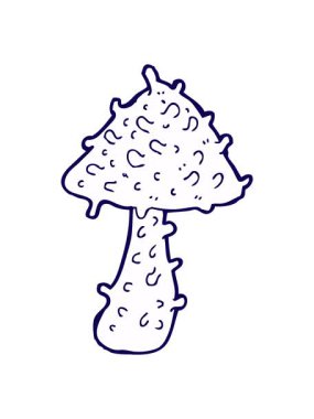 Bir mantarın çizgi film çiziminin neon ışık etkisi animasyonu