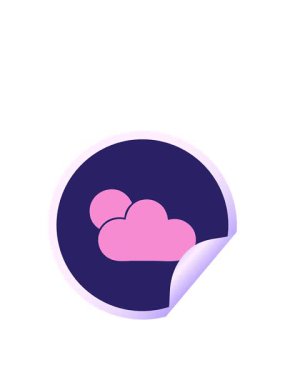 Güneş ışığı ve bulutun dairesel soyulan çıkartma çizgi filminin zıplama hareketi