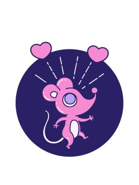 Dövme stili fare karakterinin dönen kalp animasyonu