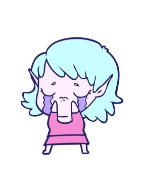 karikatür ağlayan elf kız tasarımının animasyonunu renklendir