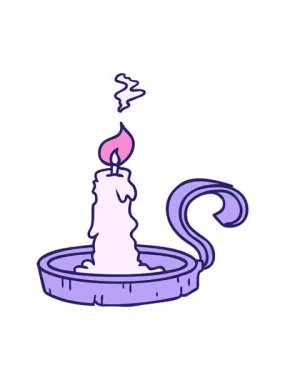 El hareketlerinin titreyen animasyonu çizilmiş karikatür mum tutacağı ve yanan mum.