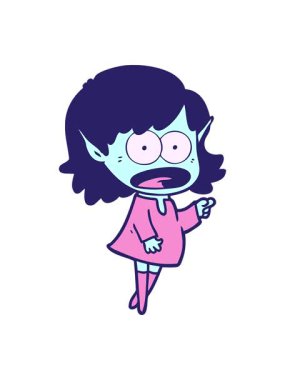 Çizgi filmin basınçlı animasyonu şok edici elf kızı işaret ediyor.