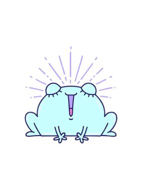 Geleneksel dövme stili mutlu kurbağa çizgi filminin dönen hareketli animasyonu