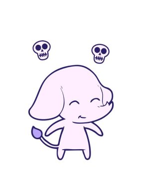 sevimli bir filin kafatası animasyonu.