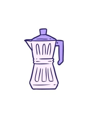 Çizgi film espresso makinesini salla ve durdur.