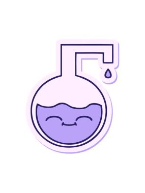 Tatlı bir karikatür bilim deneyinin çıkartmasının basınçlı canlandırması