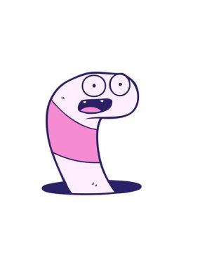 Çizgi film solucanının yatay titreşimli animasyonu