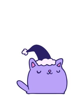 Kawaii kedisinin Noel karikatürünün zıplama hareketi.