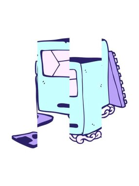 Kırık eski bilgisayarın bölünmüş hareket animasyonu