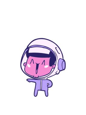 Mutlu çizgi film astronotunun zıplama hareketi.