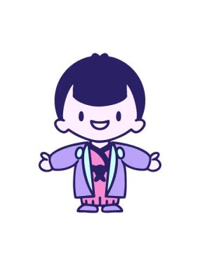 Japon bir adamın gelinlik giyip kollarını açtığı animasyonu.