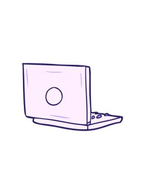 Çizgi film dizüstü bilgisayarının dönen hareketli animasyonu