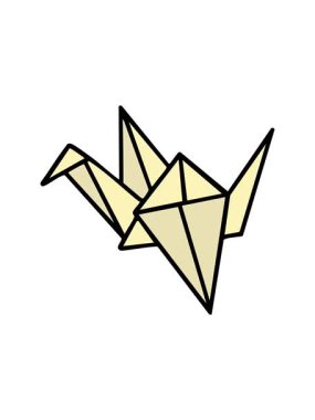 Japon katlanmış kağıt origami kuşunun hareketli animasyonu