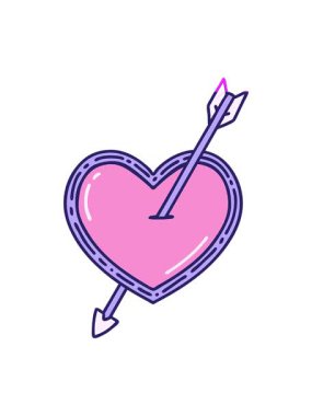 Bir ok ve kalbin ikonik dövme çiziminin canlandırmasını çalıştır.