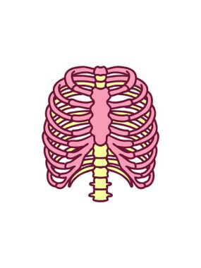 Parlak renkli göğüs kafesinin ikonik dövme görüntüsünün radyoaktif parlayan animasyonu