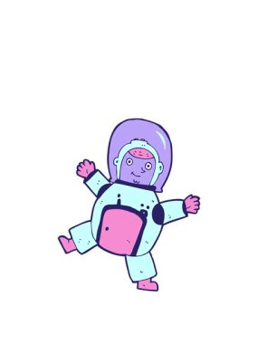 astronot çizgi filminin animasyonunu genişletiyorum.