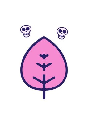 basit yaprak tasarım elementinin kafatası animasyonu