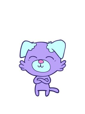 Çizgi film köpeğinin kollarını kavuşturması.