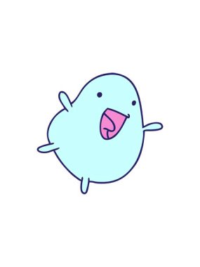 Çizgi film illüstrasyonunun radyoaktif parlak animasyonu kawaii şirin mutlu fasulye.