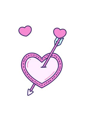 dönen kalp animasyonu geleneksel bir ok ve kalp şeklinde dövme.