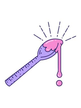 Geleneksel dövme stili bir kaşık bal çiziminin canlandırma efektini piksel hale getir