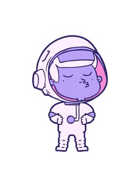 Kendine güvenen astronot çizgi filminin dönen hareket animasyonu