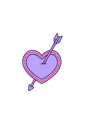 Yanıp sönen radyal çizgiler. Dövme stili. Ok ve kalbin karalaması.